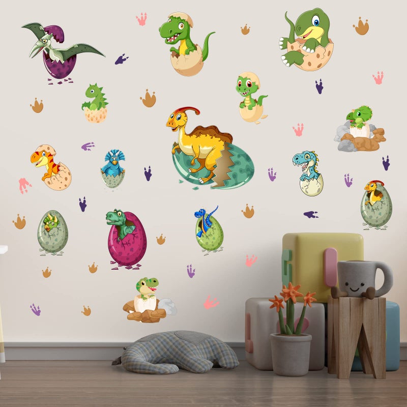 Robmoda Glow in The Dark Dinosaur Wall Decals for Kids Room, Removable Footprints Baby Nino Vinyl Stickers, Nursery Decoration Classroom Gift for Boy Toddlers - Image 4